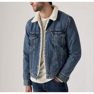 NWT Levi's Men's Sherpa Lined Denim Trucker Jacket Type III Size L MSRP $108 USA